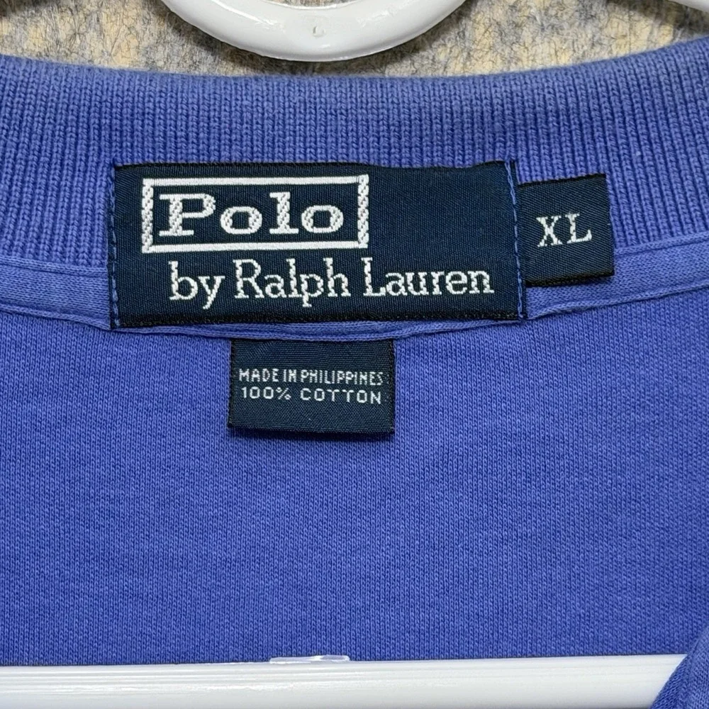 Polo Ralph Lauren Mens XL Polo Shirt Blue Purple Cotton Black Pony Logo